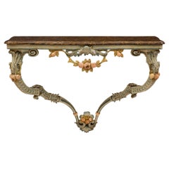  Italian 18th Century Louis XV Period Patinated Wood Wall Mounted Console