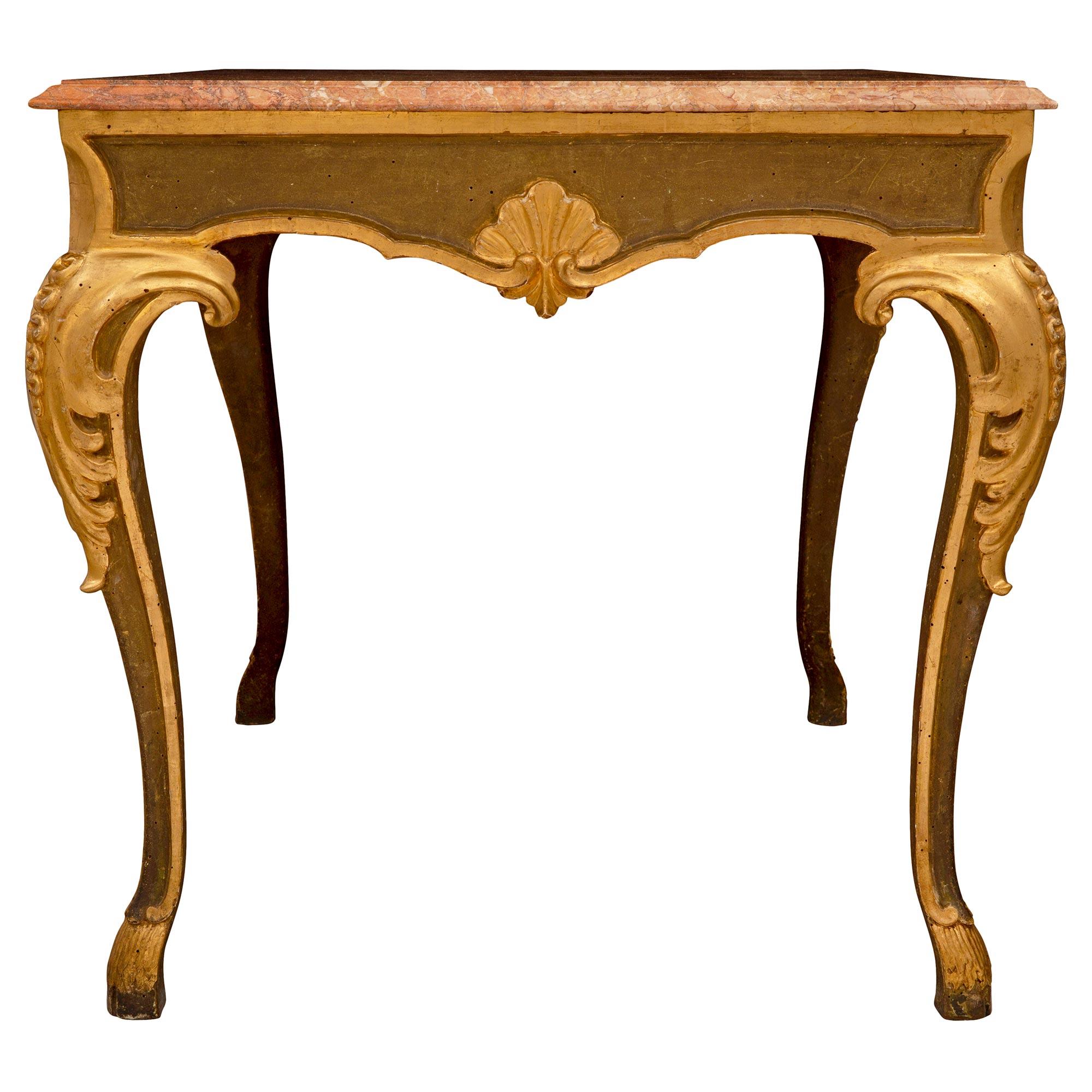 18th Century and Earlier Italian 18th Century Louis XV Period Polychrome and Giltwood Center Table For Sale
