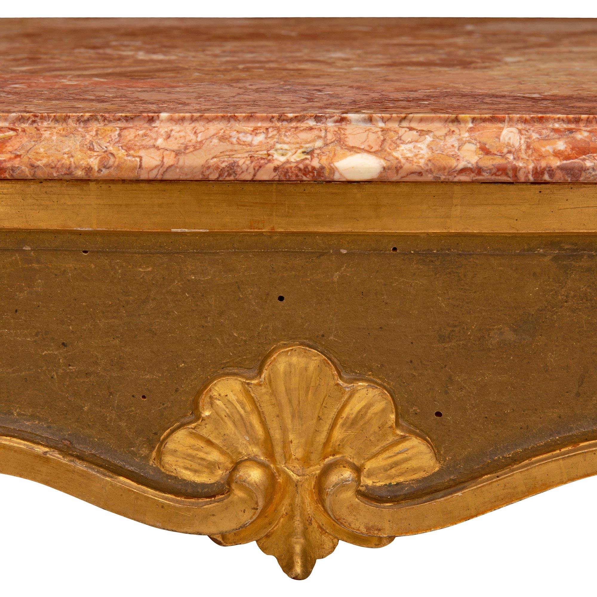 Italian 18th Century Louis XV Period Polychrome and Giltwood Center Table For Sale 1