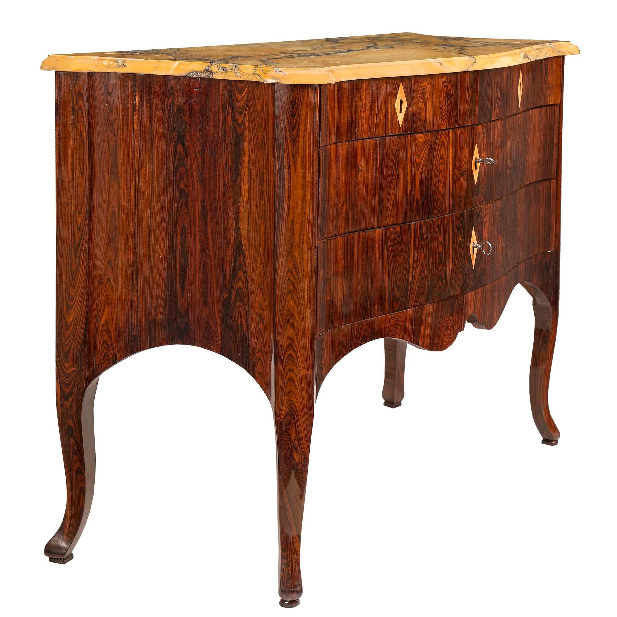 18th Century and Earlier Italian 18th Century Louis XV Period Rosewood and Maplewood Chest For Sale