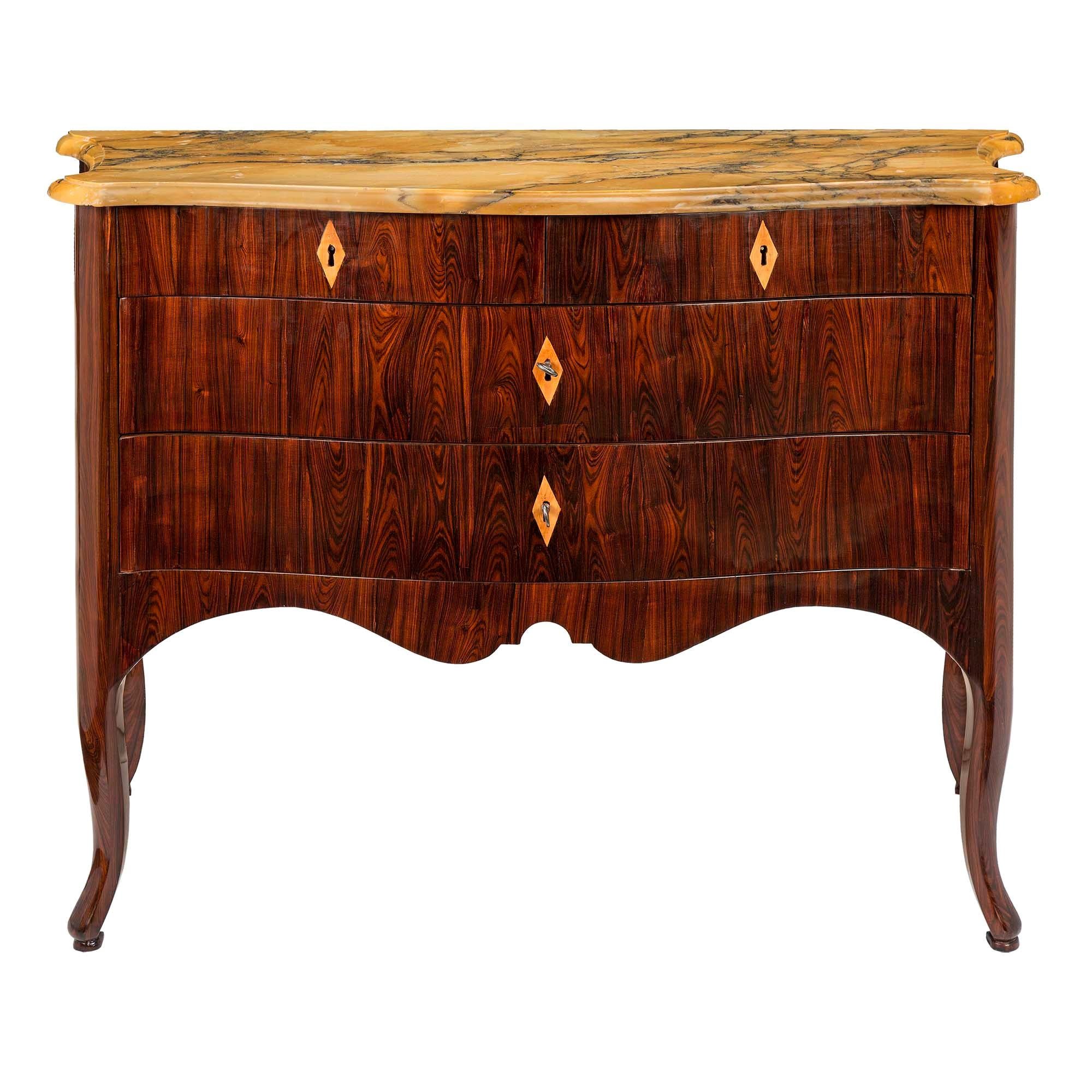 Italian 18th Century Louis XV Period Rosewood and Maplewood Chest For Sale