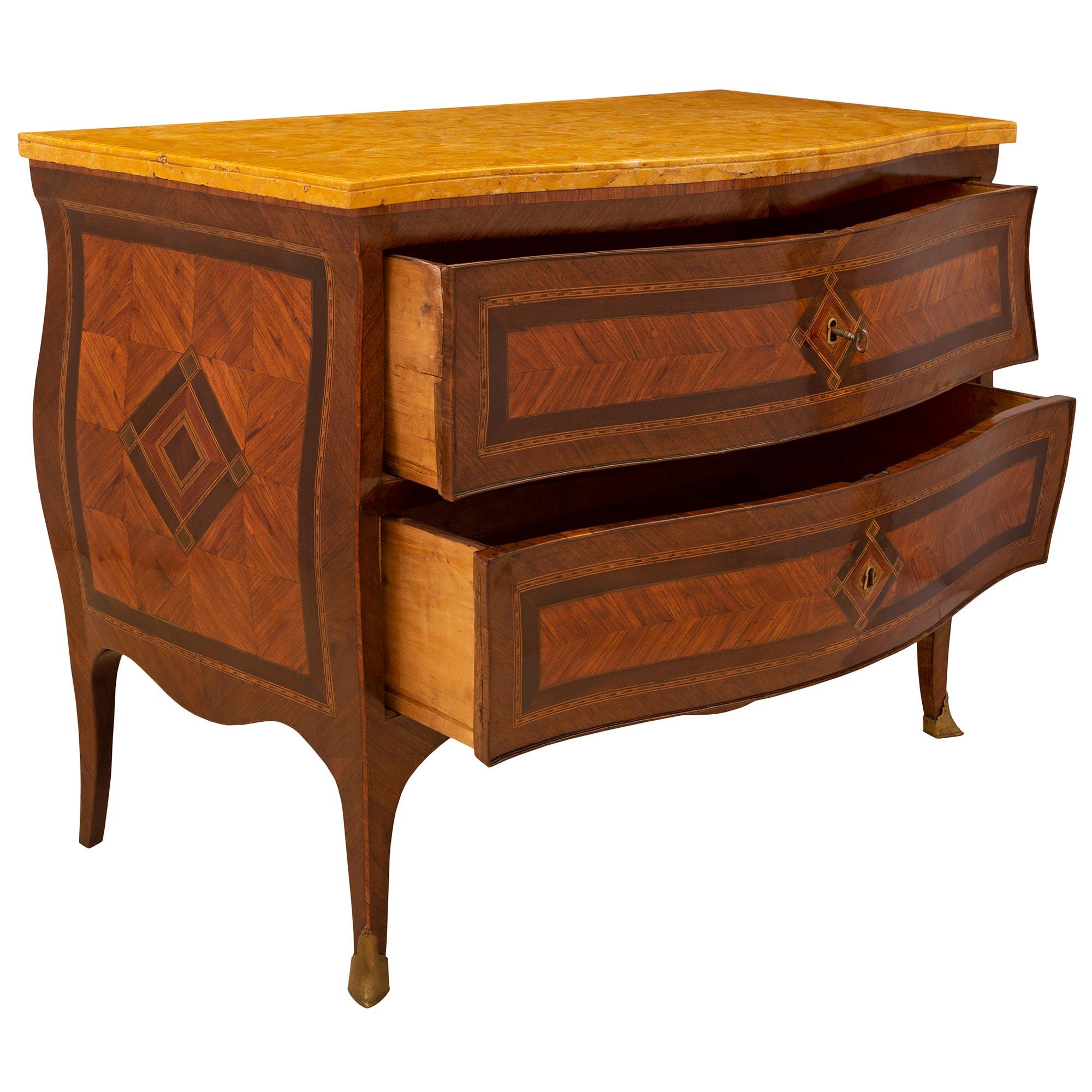 18th Century and Earlier Italian 18th Century Louis XV Period Tulipwood and Kingwood Bombe Commodes For Sale