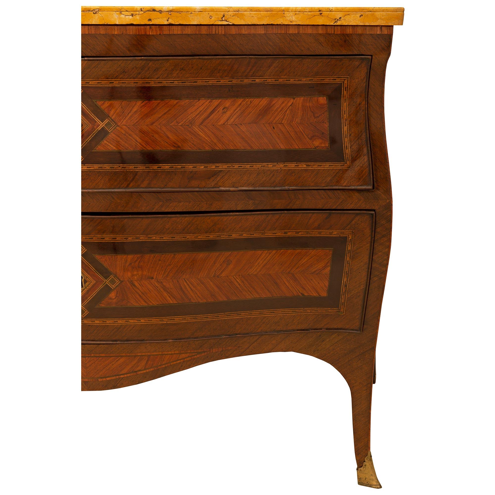 Italian 18th Century Louis XV Period Tulipwood and Kingwood Bombe Commodes For Sale 2