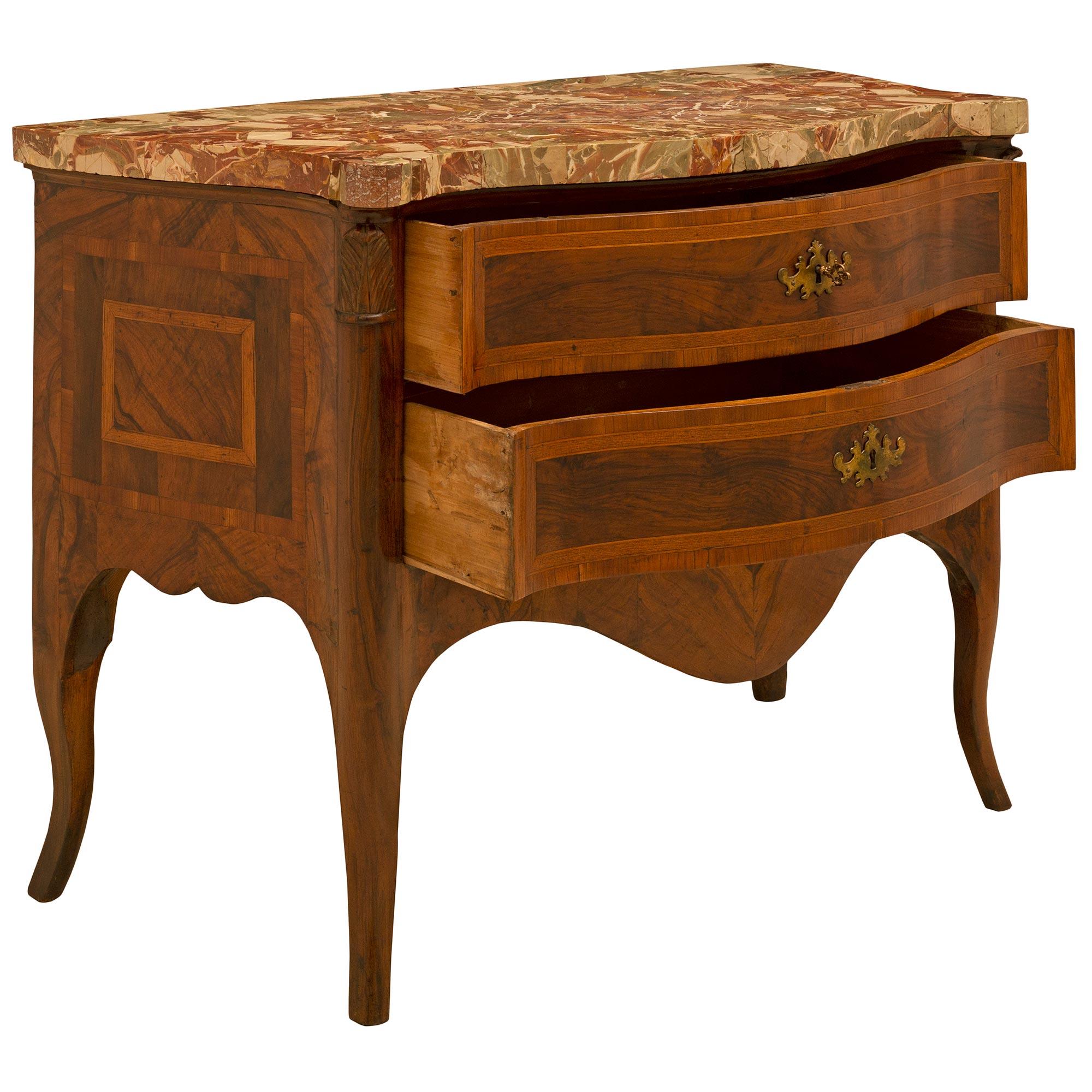 Italian 18th Century Louis XV Period Two Drawer Walnut Bombe Commode In Good Condition For Sale In West Palm Beach, FL