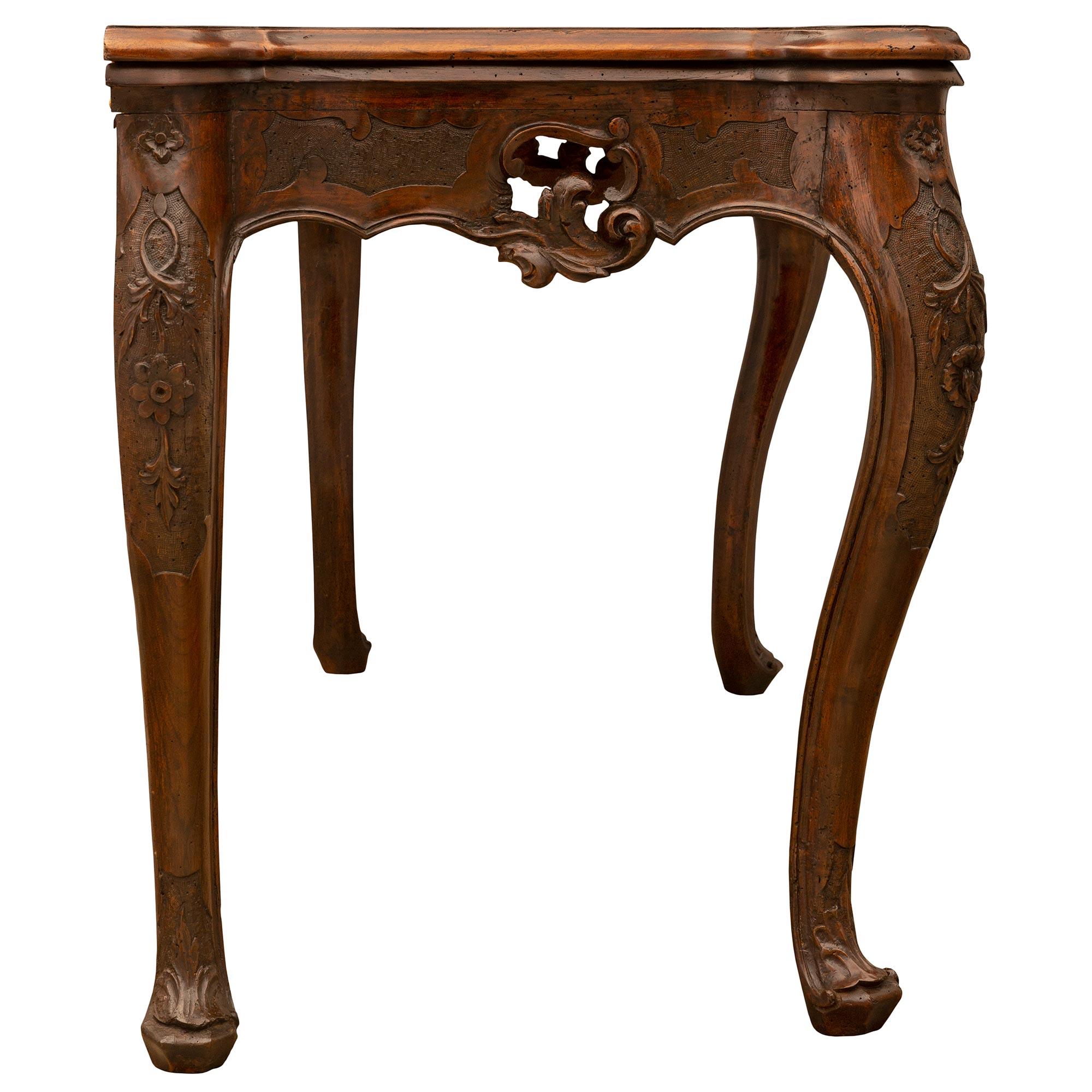 18th Century and Earlier Italian 18th Century Louis XV Period Walnut and Burl Walnut Console from Venice For Sale