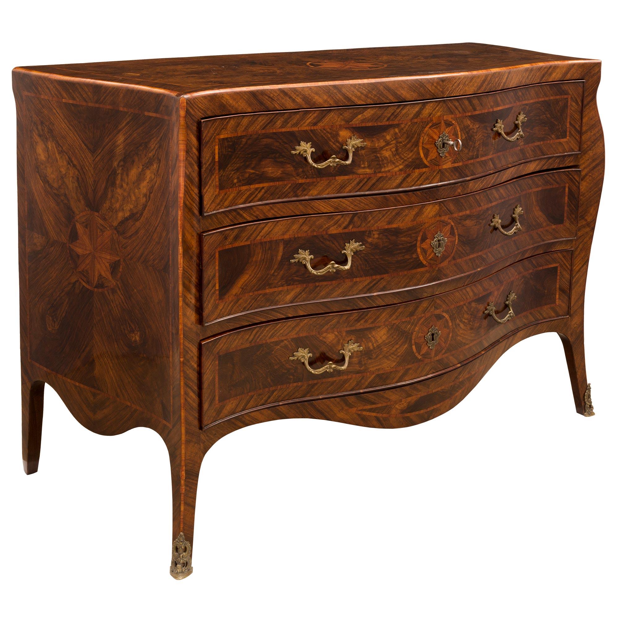 Patinated Italian 18th Century Louis XV Period Walnut His and Her Commodes For Sale