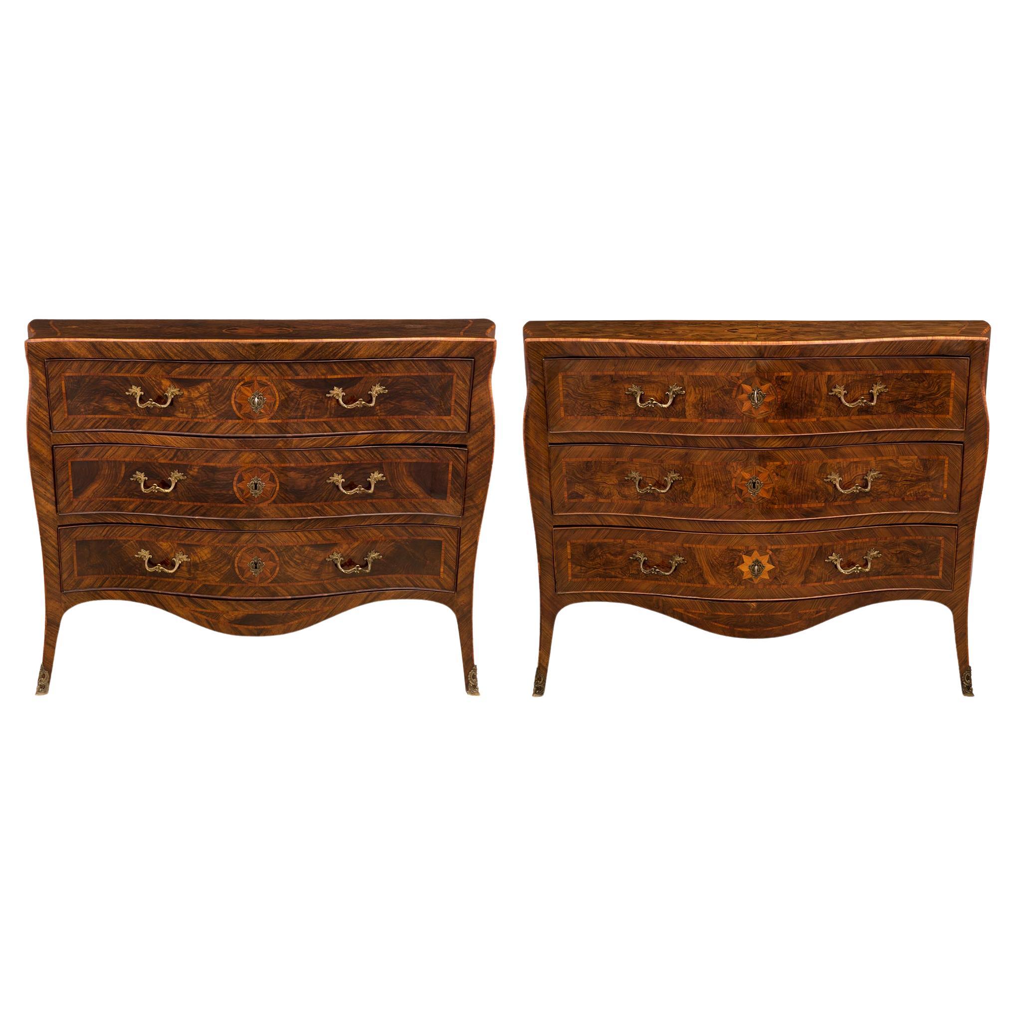 Italian 18th Century Louis XV Period Walnut His and Her Commodes
