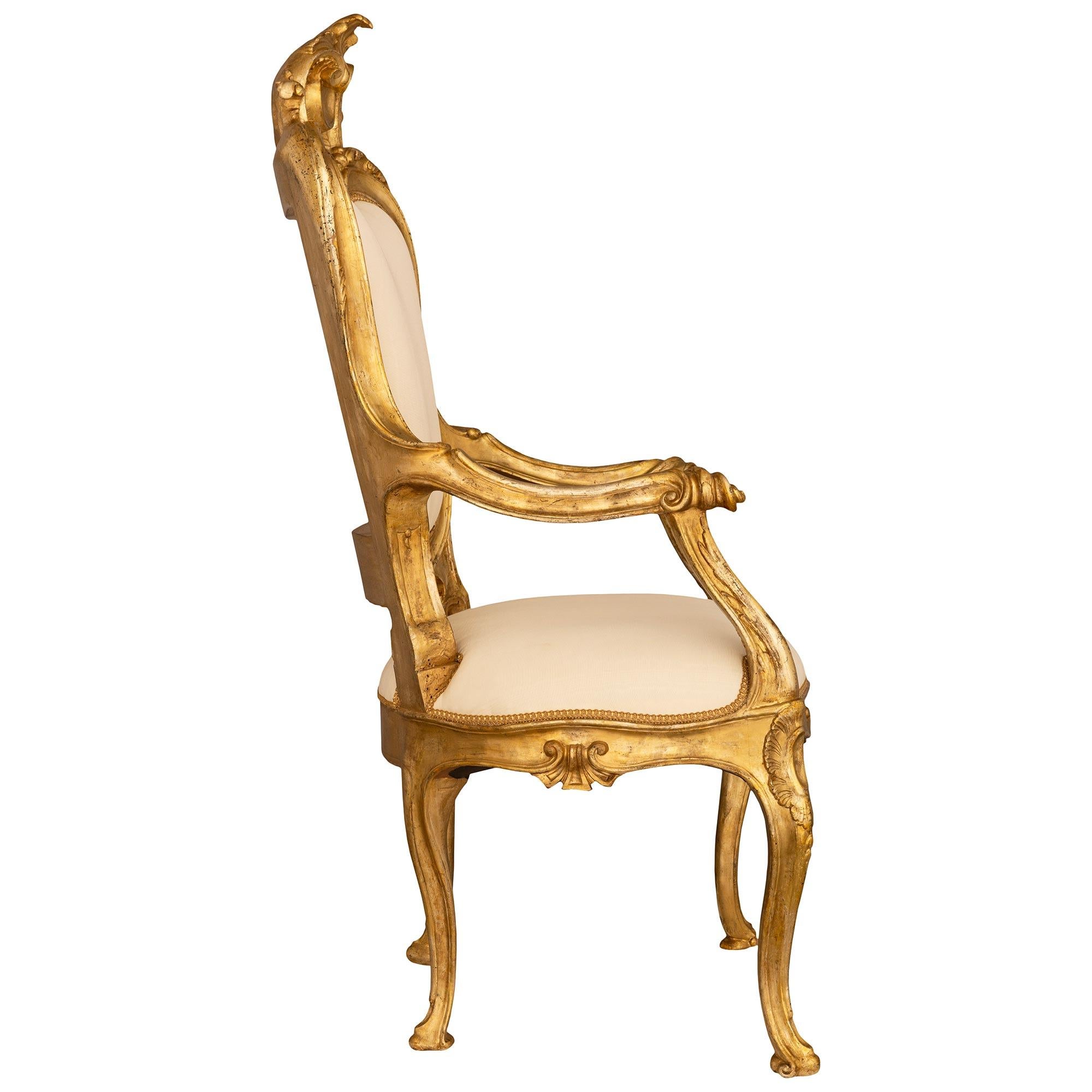 XVIIIe siècle et antérieur Fauteuil italien Louis XV St. Mecca du 18ème siècle, de Naples en vente
