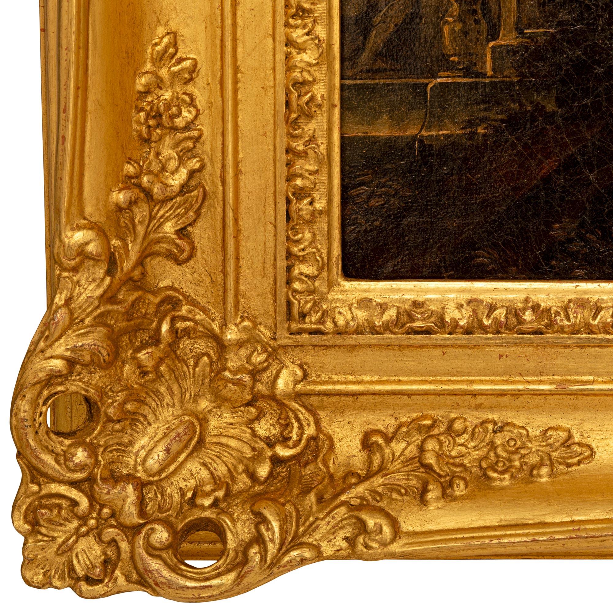 Italian 18th century Louis XV st. Oil on Canvas and Giltwood painting For Sale 5
