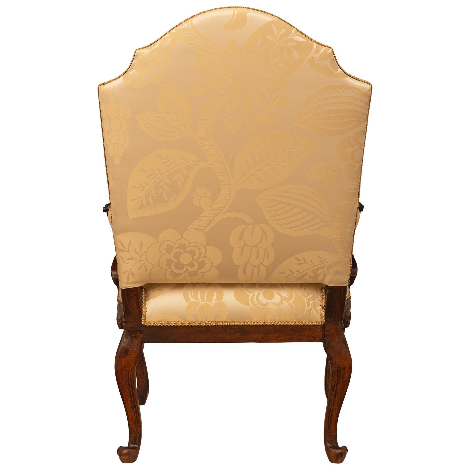 Set of four Italian 18th century Louis XV st. Walnut armchairs. For Sale 6