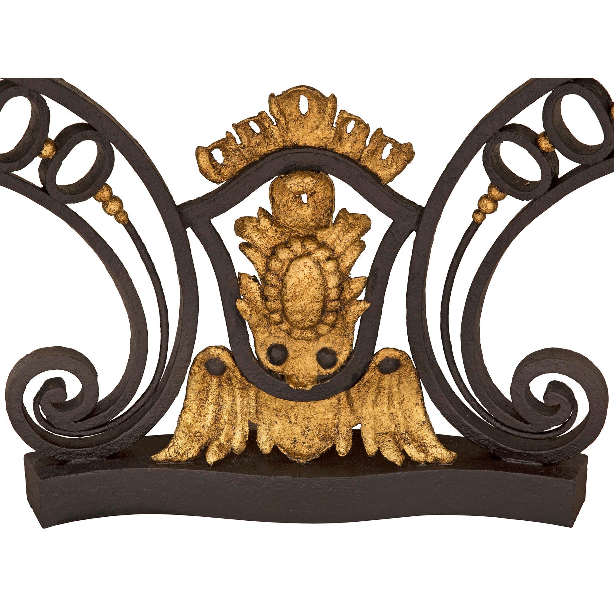 Italian 18th Century Louis XV St. Wrought Iron, Gilt Metal, and Marble Console For Sale 4