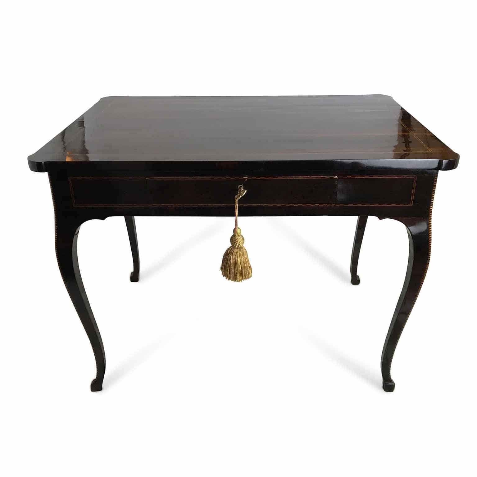 18th Century Italian Louis XV Writing Table Inlaid Rosewood Center Desk For Sale 6