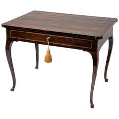 Italian 18th Century Louis XV Writing Table Inlaid Rosewood Center Desk