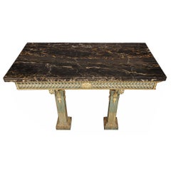 Italian 18th Century Louis XVI Period Bone, Patinated Wood, and Marble Console