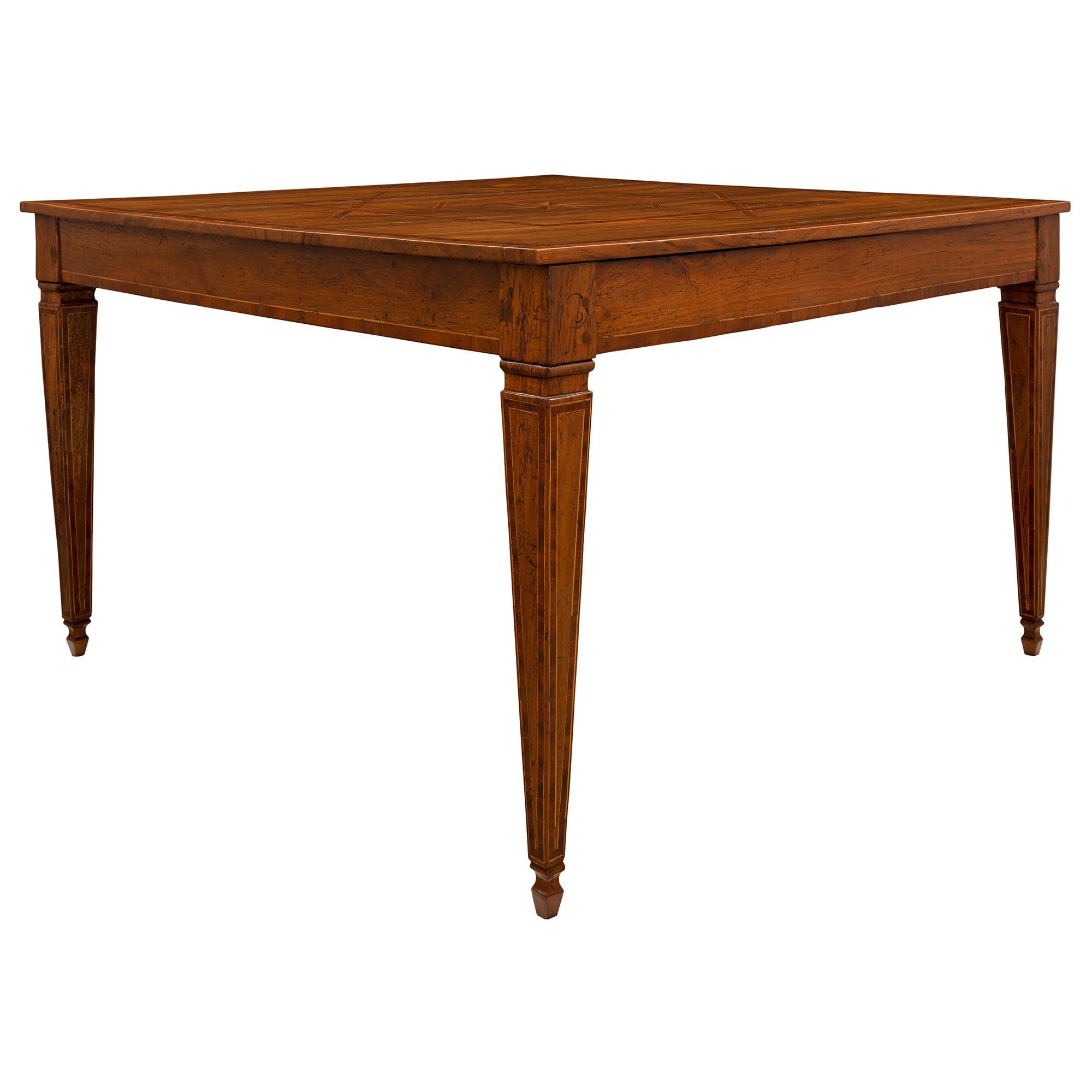 18th Century and Earlier Italian 18th Century Louis XVI Period Country Walnut Square Center Table For Sale
