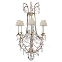 Italian 18th Century Louis XVI Period Gilt Metal, Giltwood & Crystal Chandelier