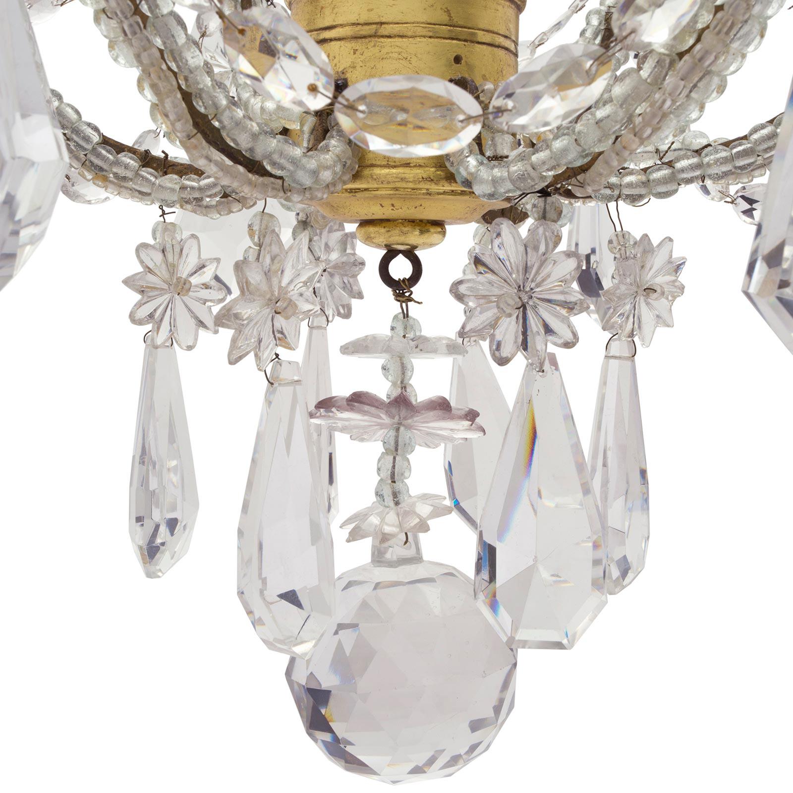 Italian 18th Century Louis XVI Period Gilt Metal, Giltwood & Crystal Chandelier For Sale 1