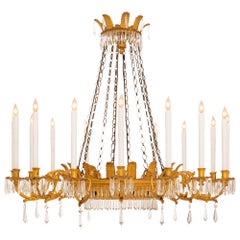 Italian 18th Century Louis XVI Period Giltwood and Crystal Chandelier