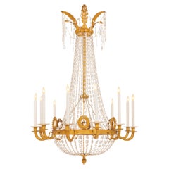 Italian 18th century Louis XVI Period Giltwood and Crystal chandelier