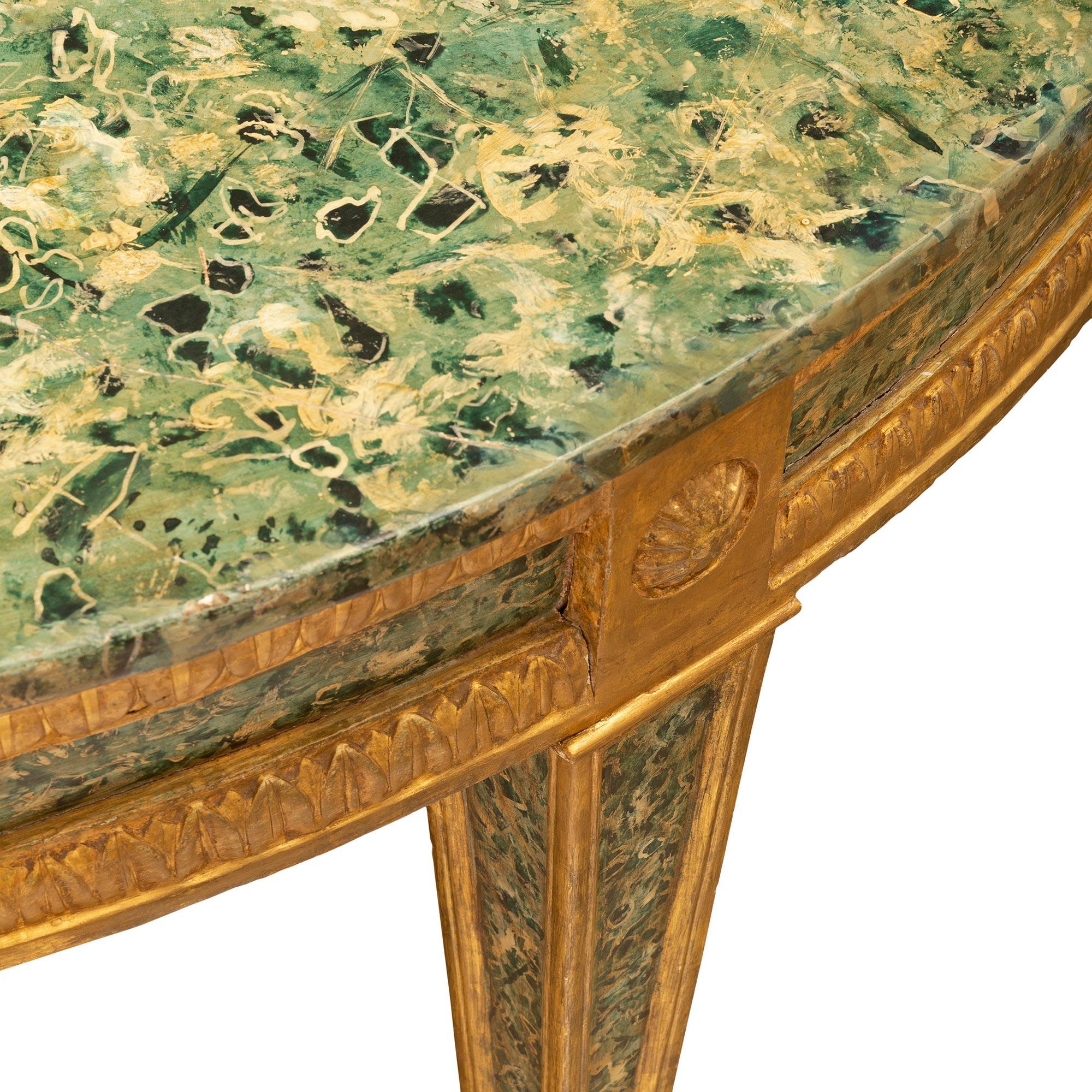 18th Century and Earlier Italian 18th Century Louis XVI Period Giltwood and Faux Marble Center Table For Sale