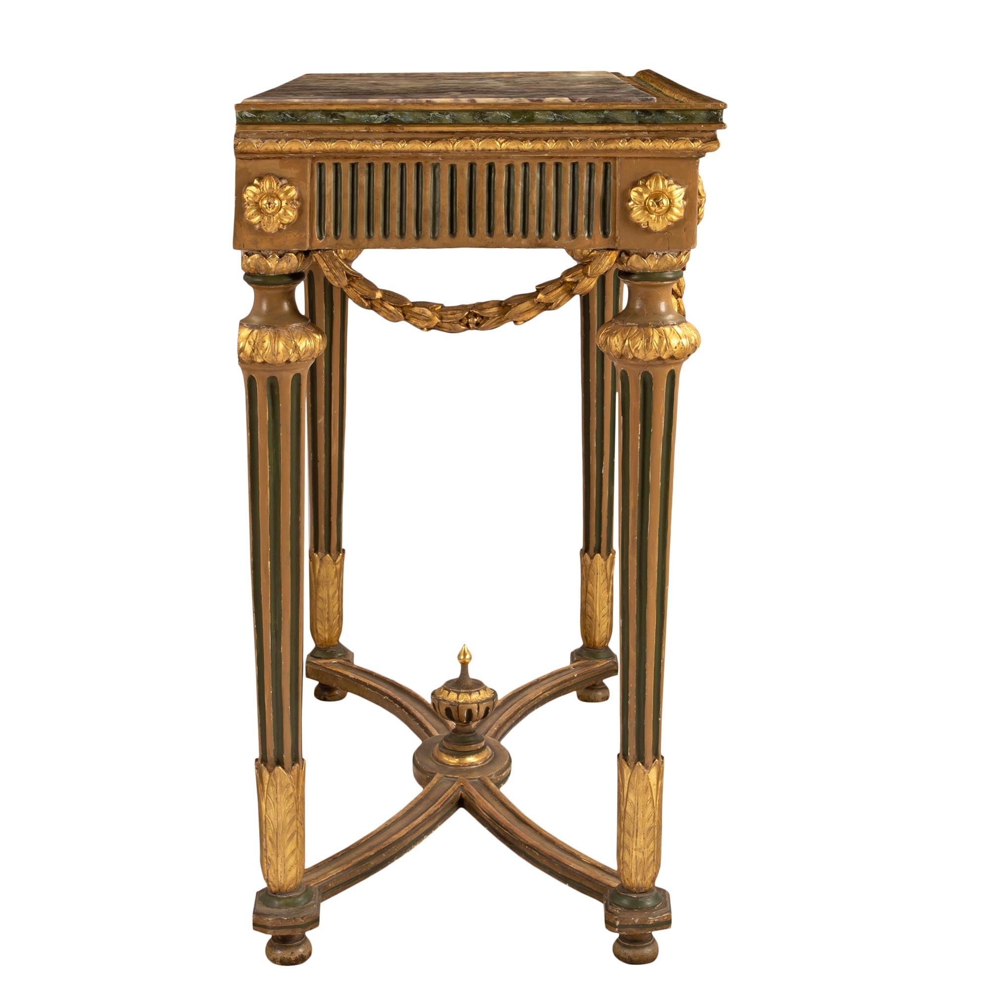 Italienische Konsole aus vergoldetem Holz und Marmor aus der Louis-XVI-Periode des 18. Jahrhunderts im Zustand „Gut“ im Angebot in West Palm Beach, FL
