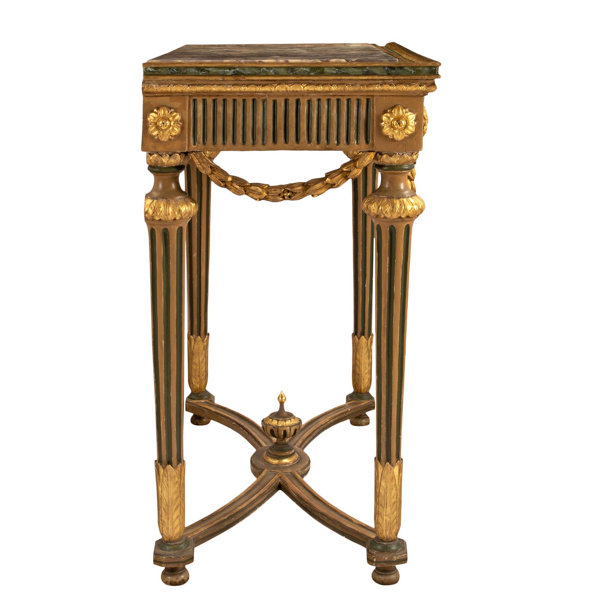 18th Century and Earlier Italian 18th Century Louis XVI Period Giltwood and Marble Console For Sale