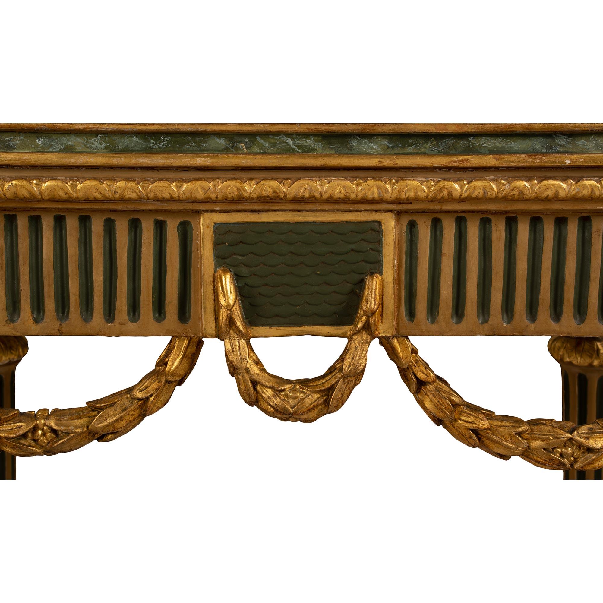 Italian 18th Century Louis XVI Period Giltwood and Marble Console For Sale 1