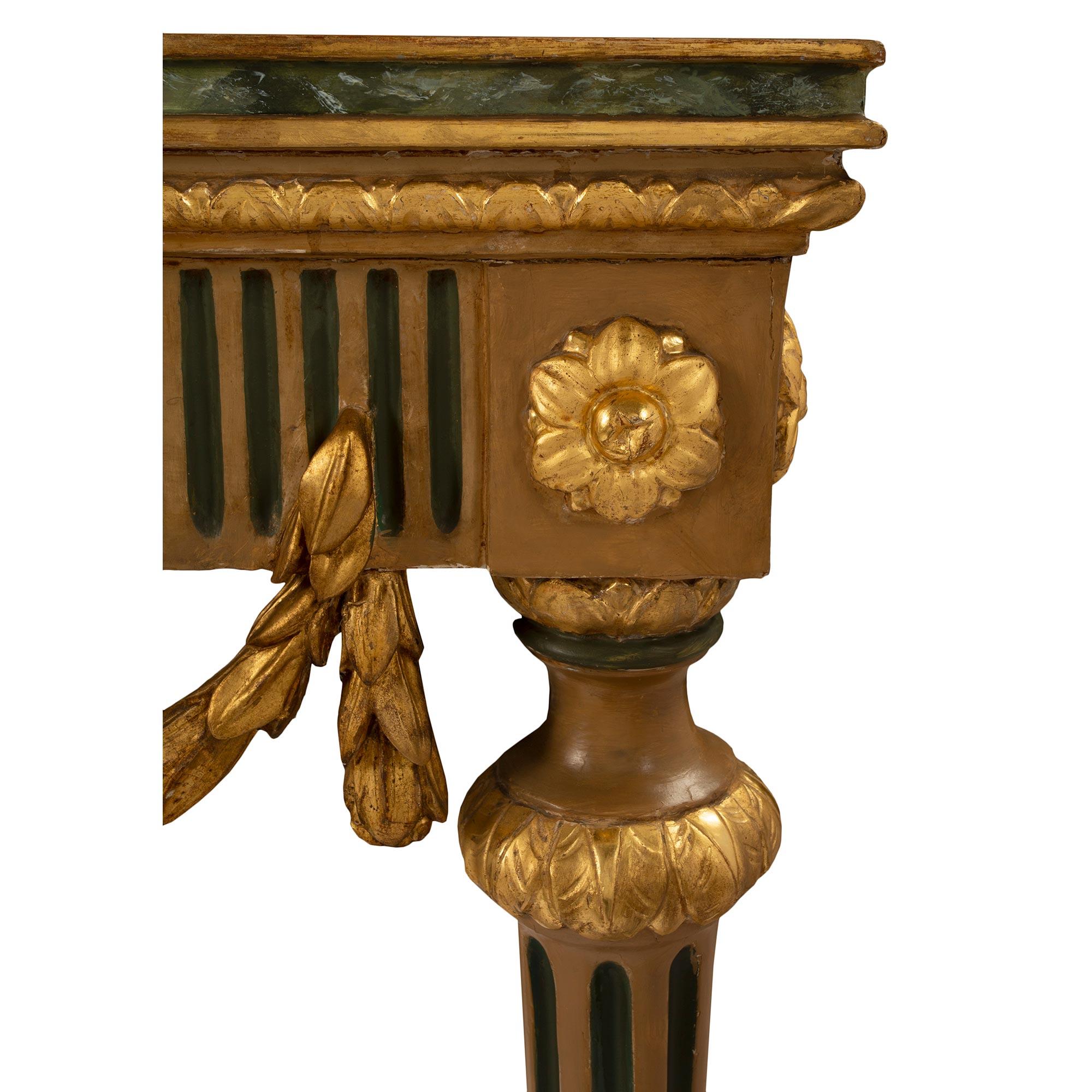 Italienische Konsole aus vergoldetem Holz und Marmor aus der Louis-XVI-Periode des 18. Jahrhunderts im Angebot 1