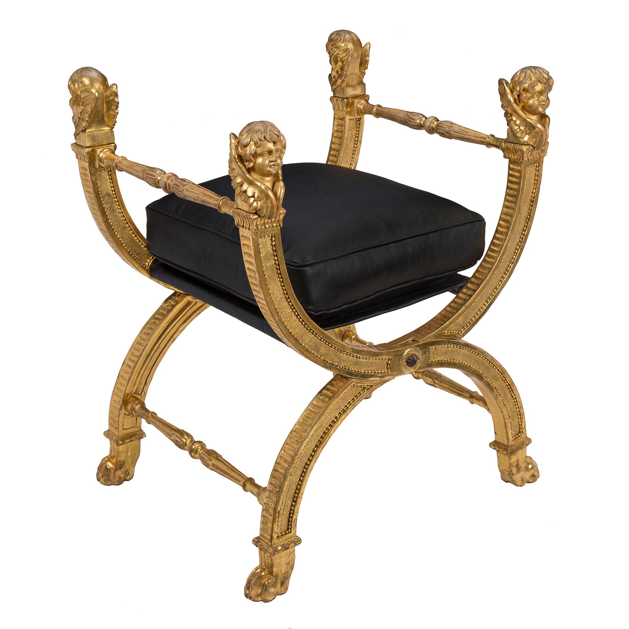 Banc italien en bois doré d'époque Louis XVI du 18ème siècle Bon état - En vente à West Palm Beach, FL