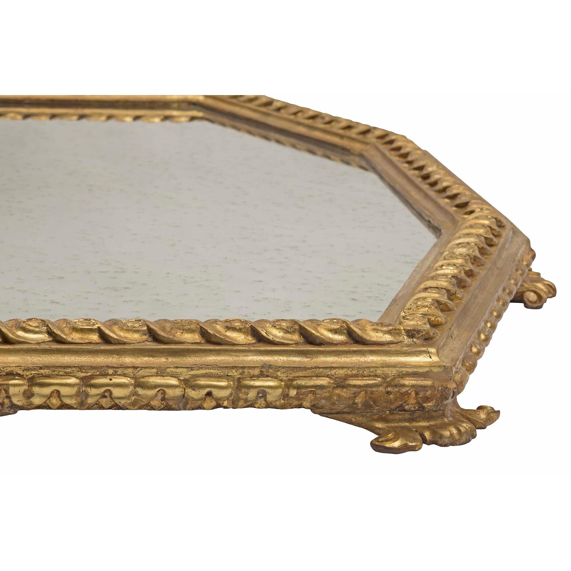 Mirror Italian 18th Century Louis XVI Period Giltwood Centerpiece For Sale