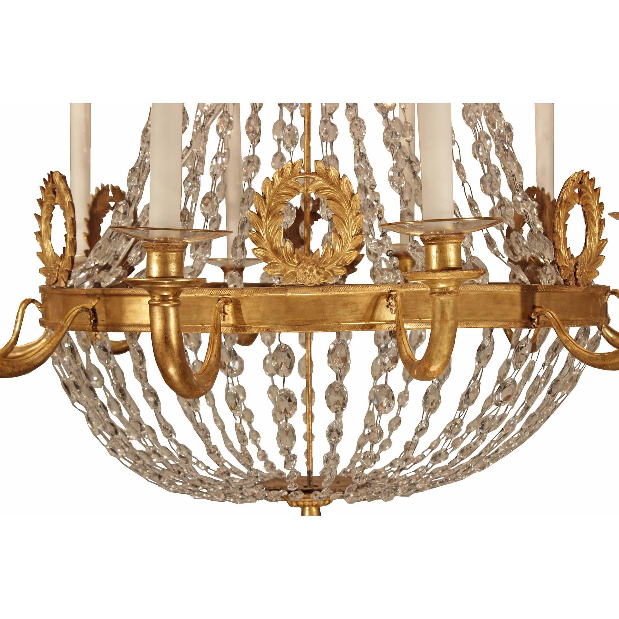 18th Century and Earlier Italian 18th Century Louis XVI Period Giltwood Chandelier For Sale