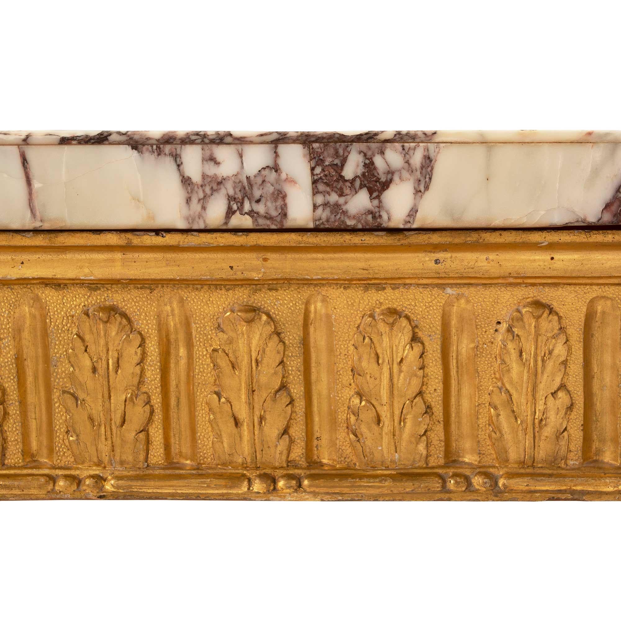 Italian 18th Century Louis XVI Period Giltwood Freestanding Console Table For Sale 2