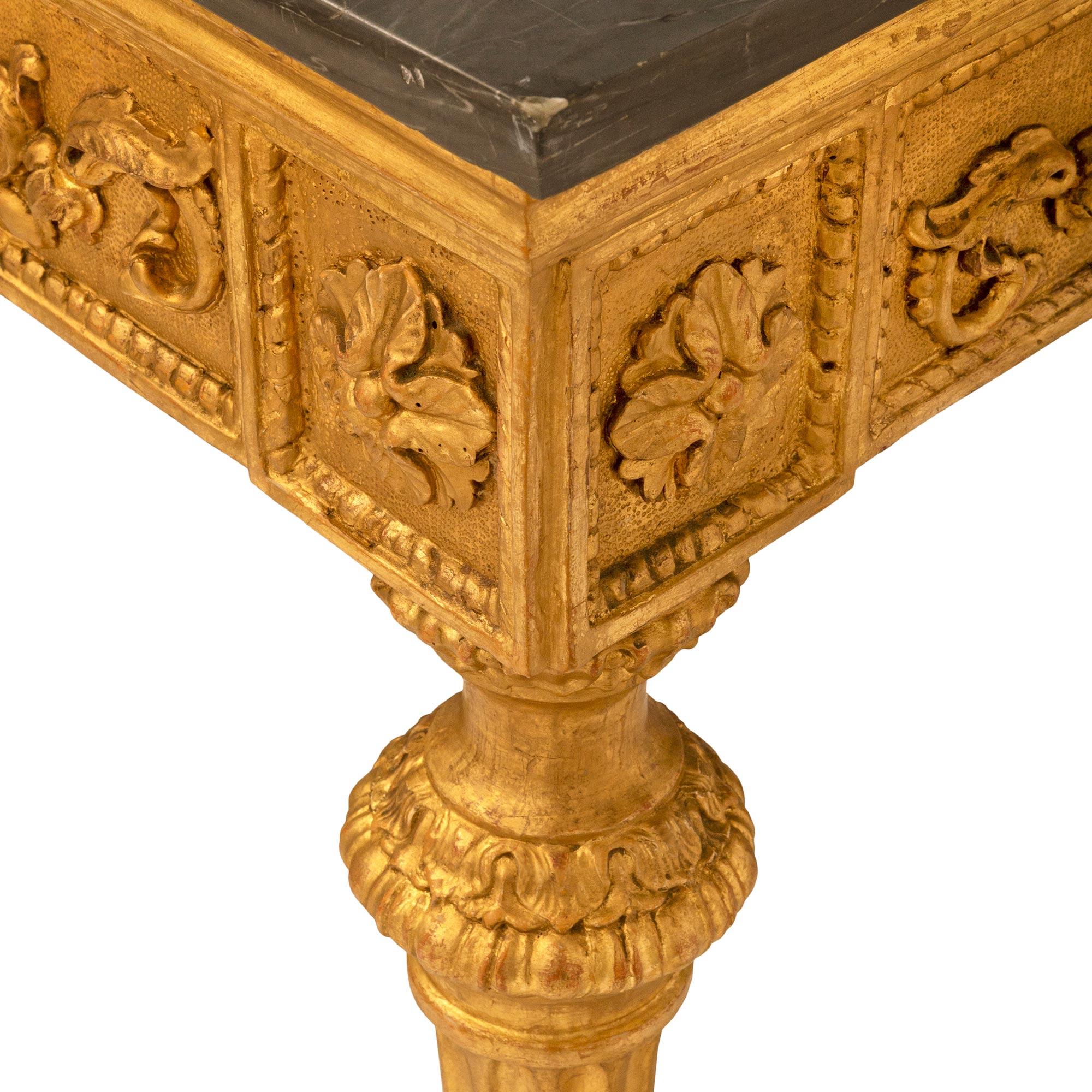 Italian 18th Century Louis XVI Period Giltwood & Marble Freestanding Console For Sale 1