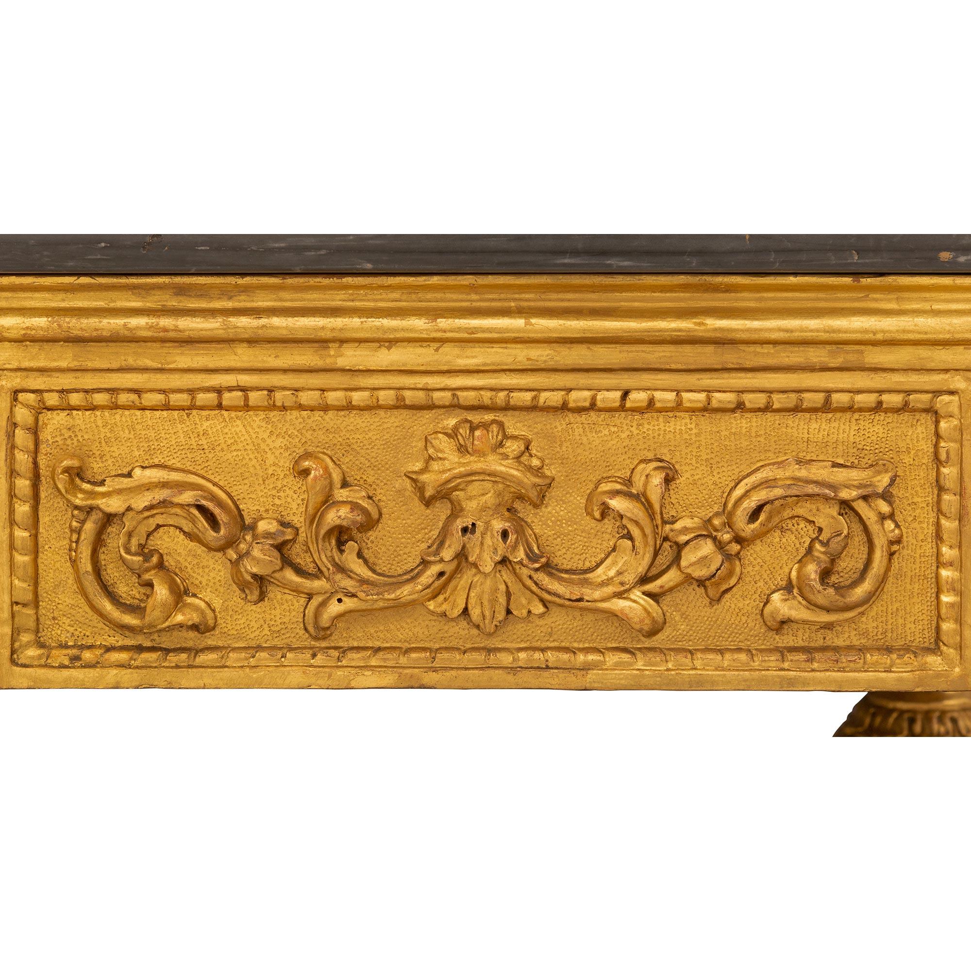 Italian 18th Century Louis XVI Period Giltwood & Marble Freestanding Console For Sale 4