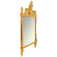 Specchio italiano del XVIII secolo in legno dorato del periodo Luigi XVI