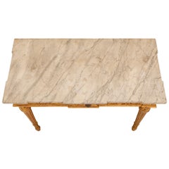 Italian 18th Century Louis XVI Period Giltwood, Polychrome and Marble Console