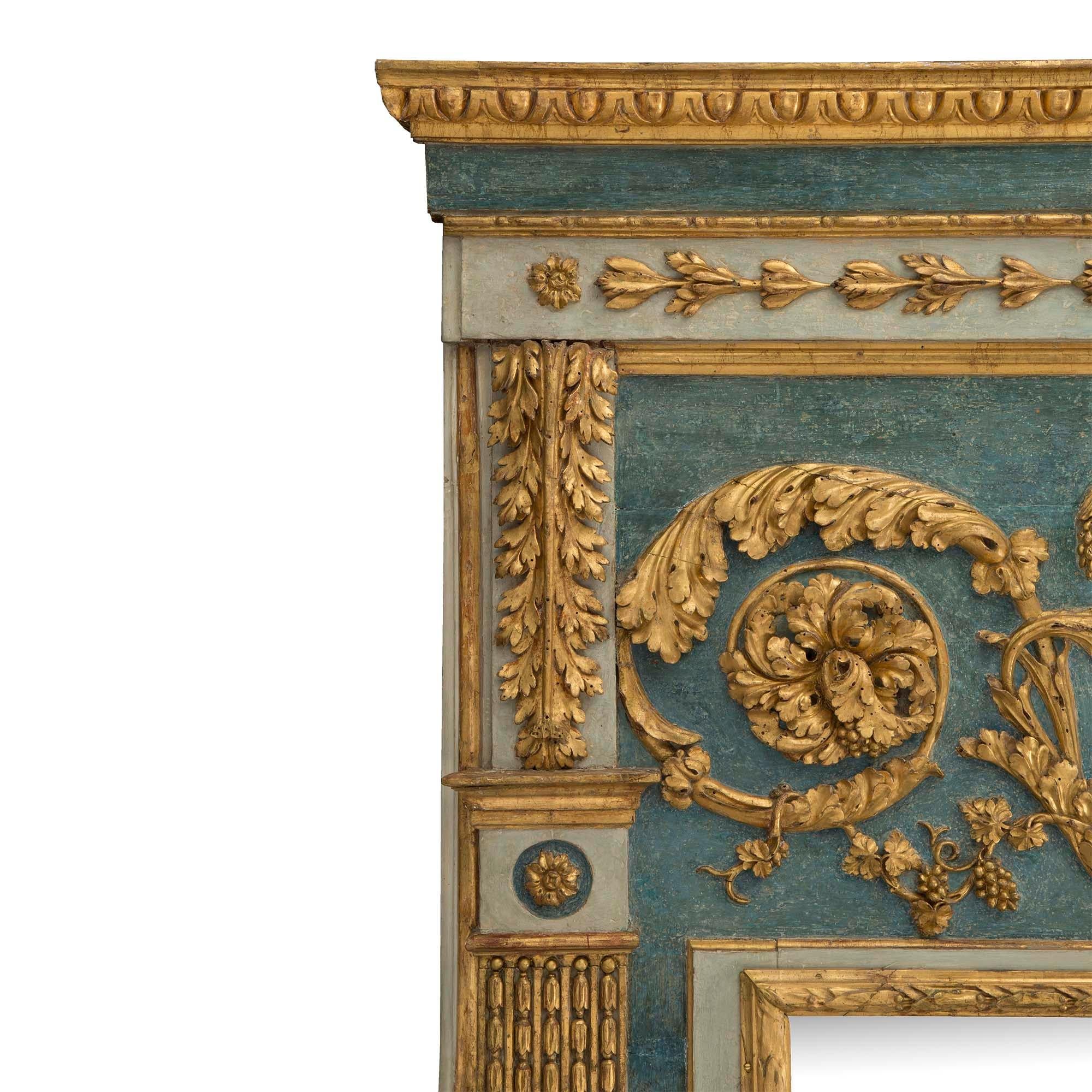 Patinated Italian 18th Century Louis XVI Period Giltwood Trumeau For Sale