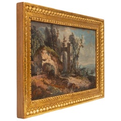 Italian 18th Century Louis XVI Period Gouache in its Original Giltwood Frame
