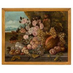 Italian 18th Century Louis XVI Period Oil on Canvas Still Life Painting