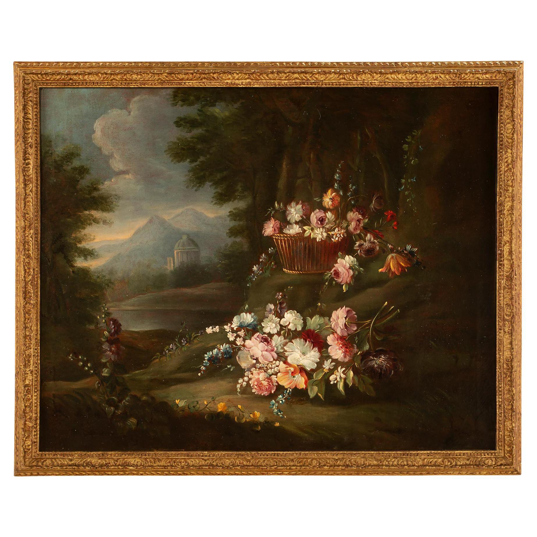 Pittura italiana del 18° secolo del periodo Luigi XVI Olio su tela Natura morta