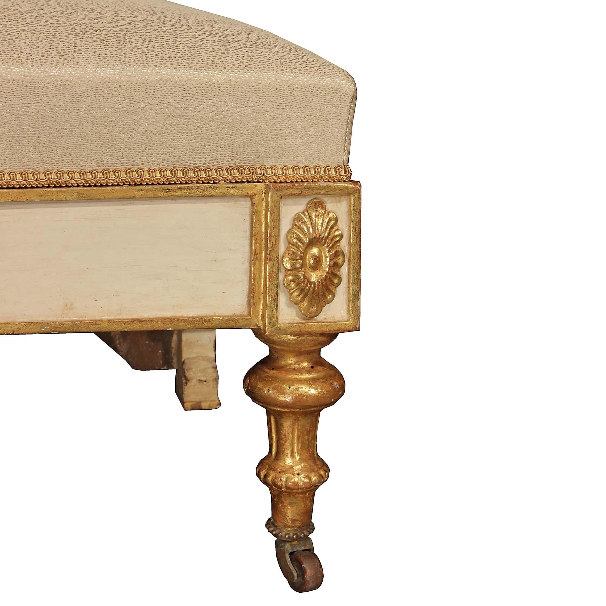 18th Century and Earlier Italian 18th Century Louis XVI Period Patinated and Giltwood Bench