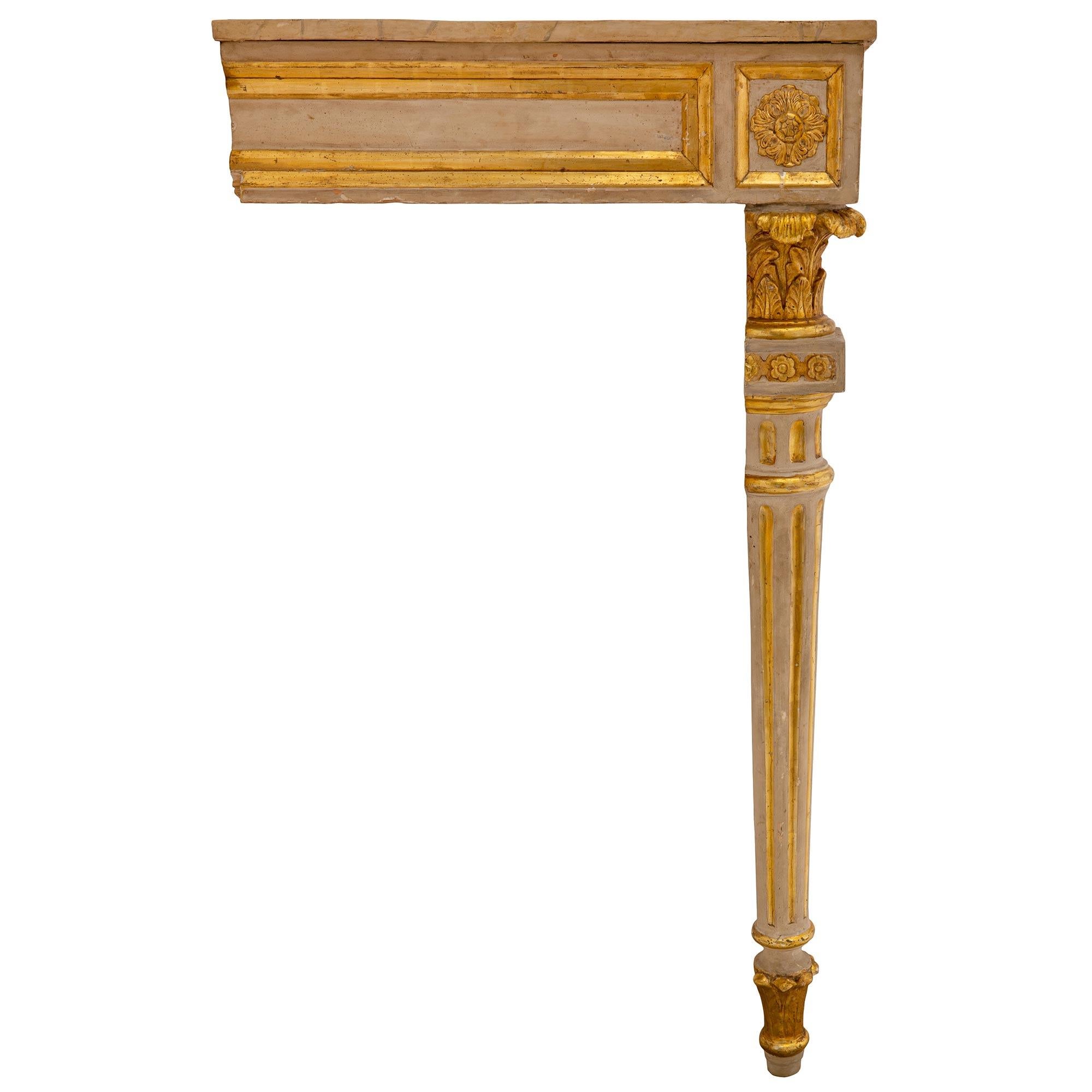 18th Century and Earlier Italian 18th Century Louis XVI Period Patinated and Giltwood Console For Sale
