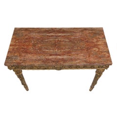 Italian 18th Century Louis XVI Period Patinated, Giltwood and Mecca Console