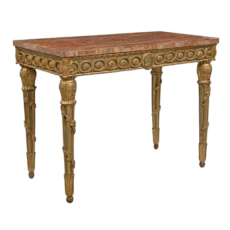 Italian 18th Century Louis XVI Period Patinated, Giltwood and Mecca Console In Good Condition For Sale In West Palm Beach, FL