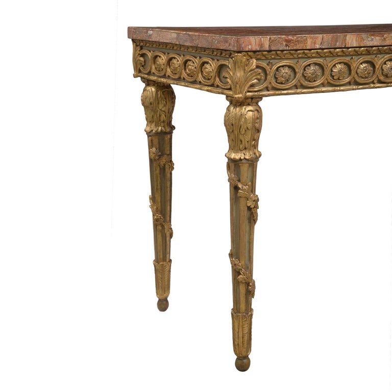 18th Century and Earlier Italian 18th Century Louis XVI Period Patinated, Giltwood and Mecca Console For Sale