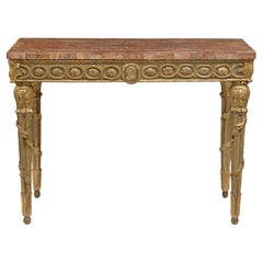 Italian 18th Century Louis XVI Period Patinated, Giltwood and Mecca Console