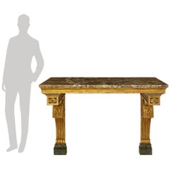 Italian 18th century Louis XVI Period patinated, Giltwood & marble console