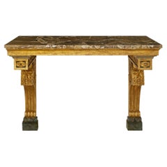 Italian 18th century Louis XVI Period patinated, Giltwood & marble console