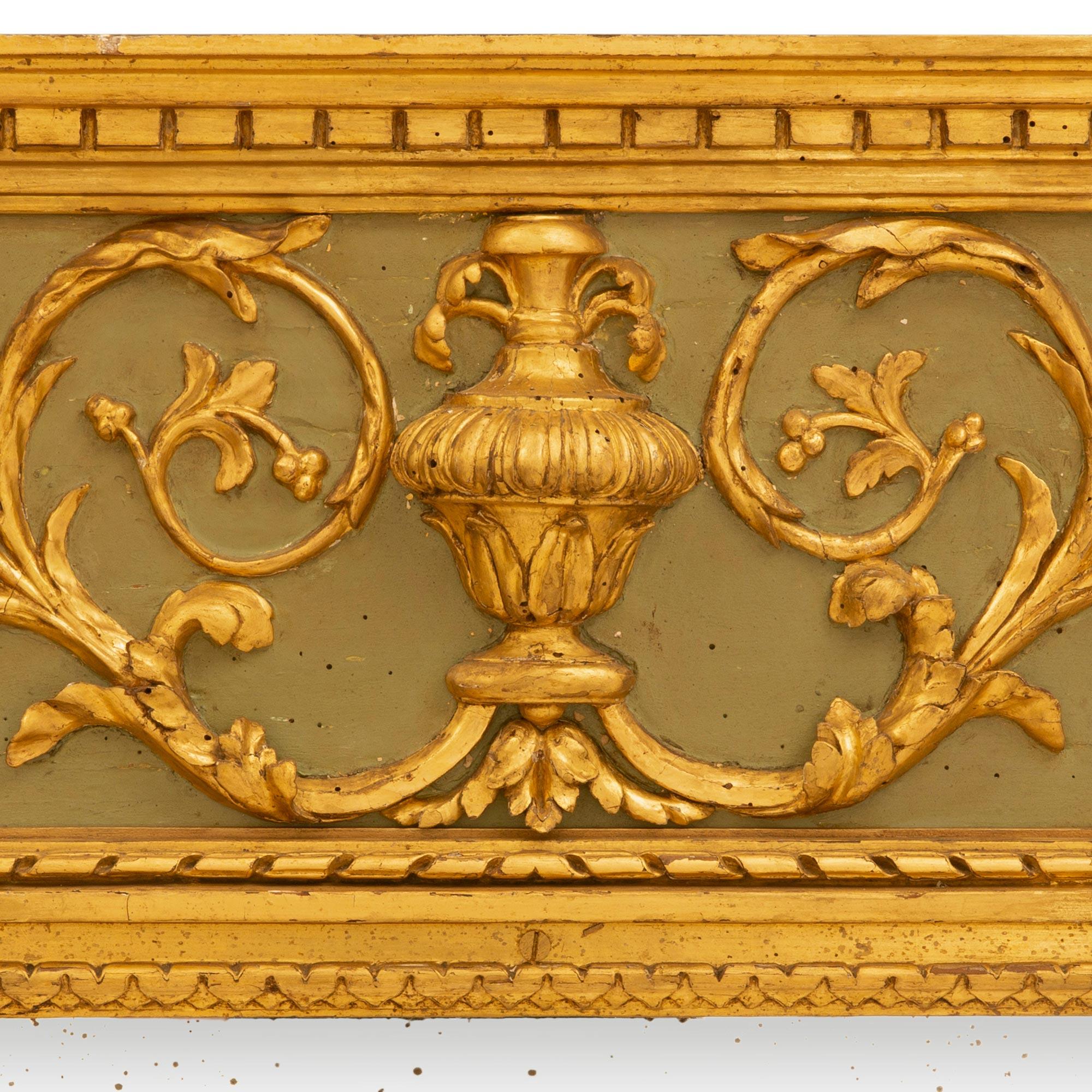 Mirror Italian 18th Century Louis XVI Period Patinated Trumeau For Sale