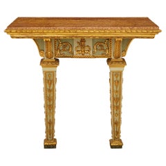 Italienisch 18. Jahrhundert Louis XVI Periode patiniert Holz Giltwood und Marmor Konsole